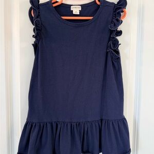Crewcuts Navy Ruffle Sleeve Cotton Tunic/dress (size 8)